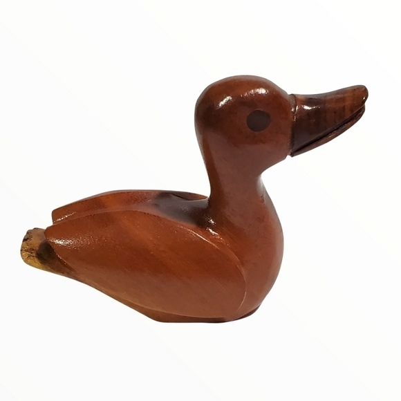 Hand carved solid dark wood duckling small 3" - Picture 9 of 13